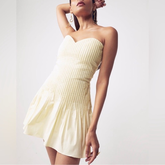 NEW MANNATT GUPTA Strapless Mini Dress in Yellow Women's Small - Picture 4 of 9